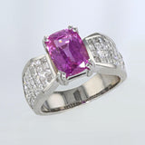 3.70ct Natural Pink Sapphire 18K White Gold Ring