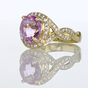 3.96ct Natural Pink Sapphire 18K Yellow Gold Ring