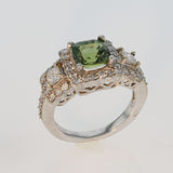 3.19ct Natural Green Sapphire 18K White Gold Ring