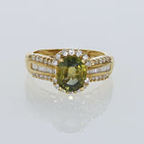 2.15ct Natural Green Sapphire 18K White Gold Ring