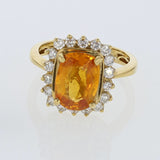 3.93ct Natural Ceylon Orange Sapphire  18K Yellow Gold Ring