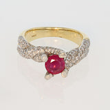 0.89ct Pigeon Blood Red Ruby 14K Yellow Gold Ring
