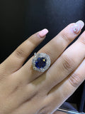 5.60ct Natural Blue Sapphire 18K White Gold Ring