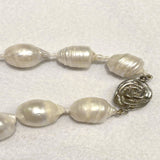 Baroque Japanese pearl, 12X14mm 18 inches with silver rose clasp