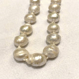 Baroque Japanese pearl, 12X14mm 18 inches with silver rose clasp