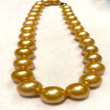 11.5-15mm golden south sea pearl with a silver clasp 16.5inches 29pcs
