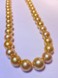 Round 10-12mm golden south sea pearl 37pcs 15.8inches will be more when strung