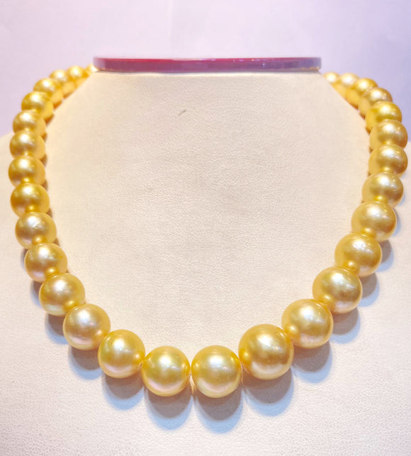 Round 10-12mm golden south sea pearl 37pcs 15.6inches will be more when strung