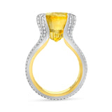 GIA 16.84ct Natural No Heat Ceylon Yellow Sapphire 18K White & Yellow Gold Ring